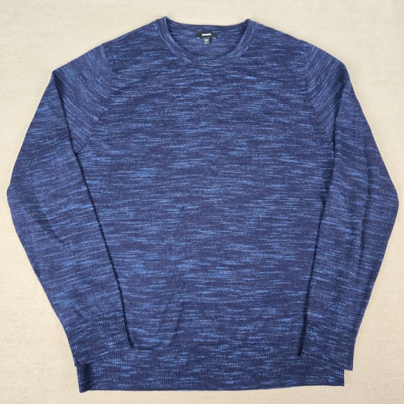 Express Other - Express Mens Blue Space Dye 100% Extra Fine Merino Wool Crewneck Sweater Medium